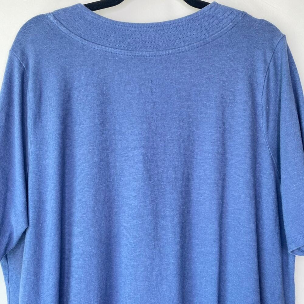 PureJill Blue Hemp & Cotton Button Front Short Sleeve Top Lagenlook Size 2X - Picture 5 of 8